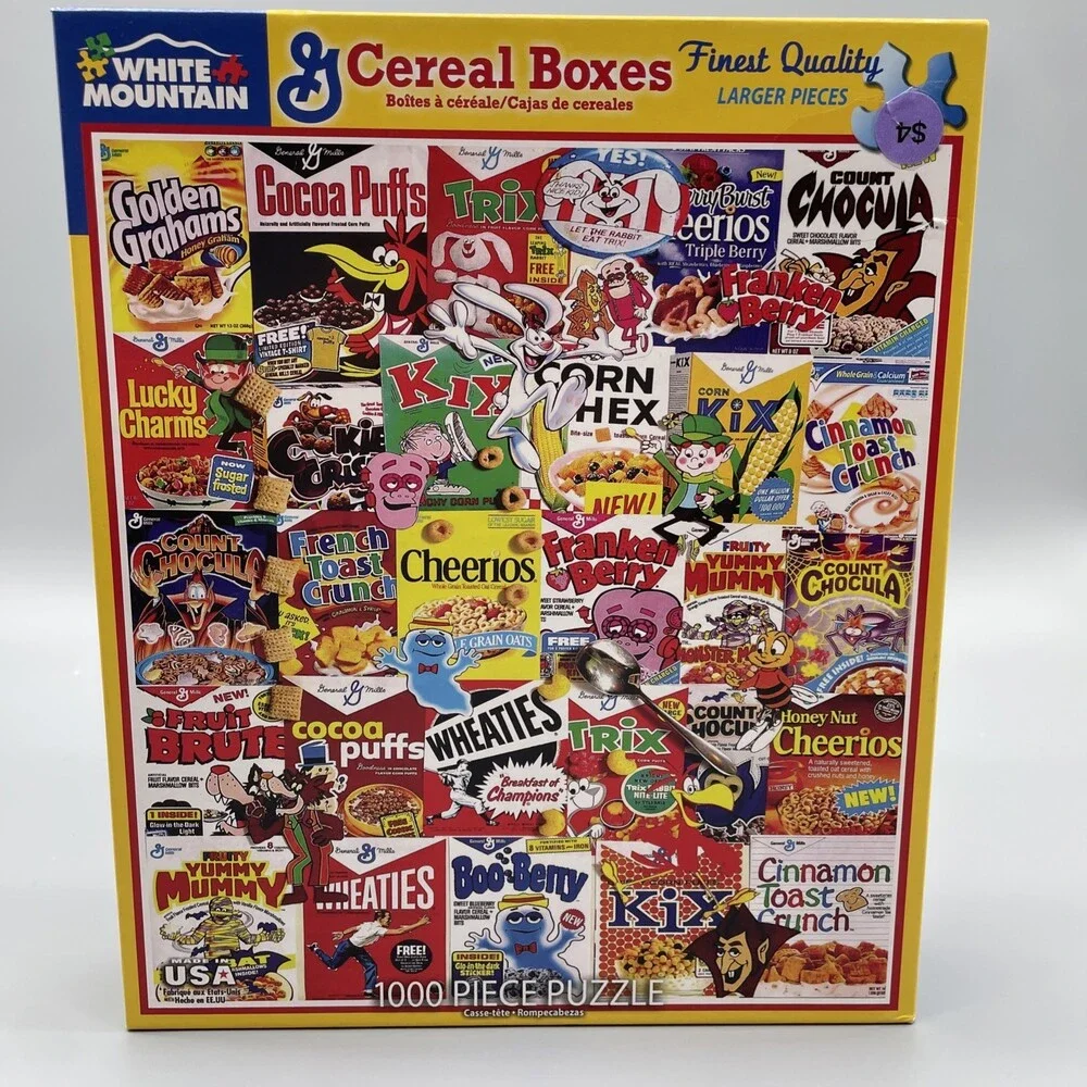 White Mountain Jigsaw 1000 Piece Puzzle G CEREAL BOXES #1261A COMPLETE